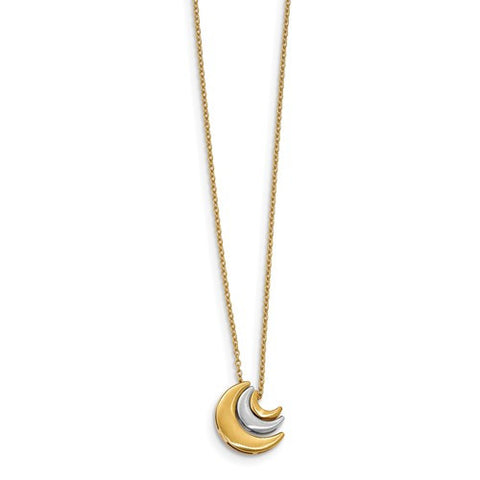 14K Two Tone Celestial Crescent Moon Necklace - Cailin's