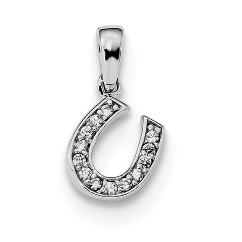 925 Sterling Silver CZ Horseshoe Lucky Necklace Charm - Cailin's