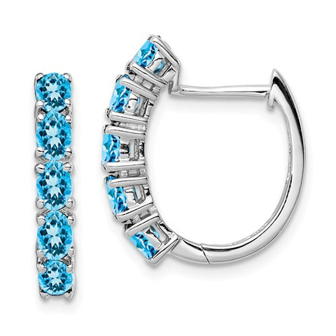 925 Sterling Silver Blue Topaz Hoop Earrings - Cailin's