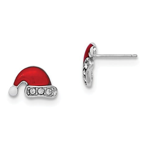 925 Sterling Silver Swarovski® Santa Hat Christmas Earrings - Cailin's