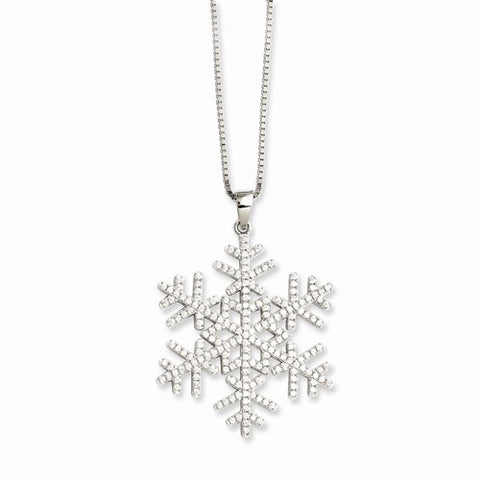 925 Sterling Silver CZ Snowflake Winter Necklace - Cailin's