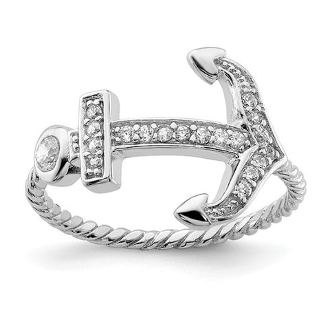 925 Sterling Silver Hope Anchor CZ Ring - Cailin's