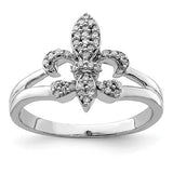 925 Sterling Silver Fleur de Lis diamond Ring - Cailin's