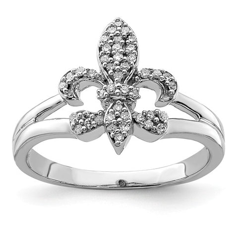 925 Sterling Silver Fleur de Lis diamond Ring - Cailin's