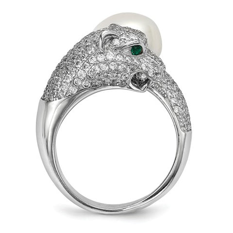 925 Sterling Silver Pretty Panther Pearl CZ Ring - Cailin's