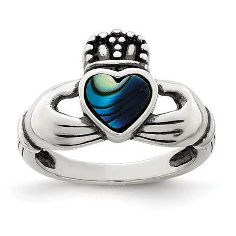 925 Sterling Silver Abalone Celtic Heart Ring - Cailin's