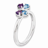 925 Sterling Silver Amethyst Blue Topaz Butterfly Ring - Cailin's