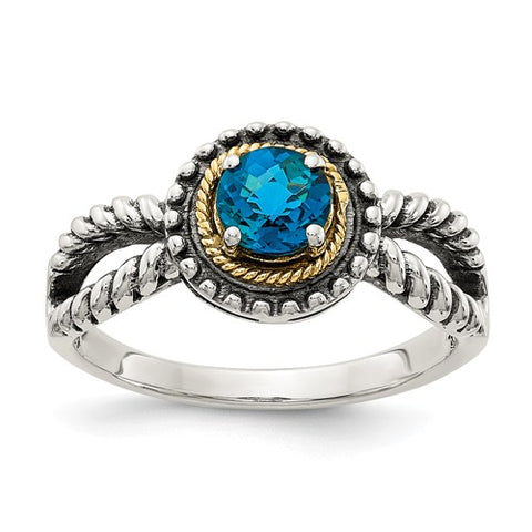 Sterling Silver 14K London Blue Topaz Royal Ring - Cailin's