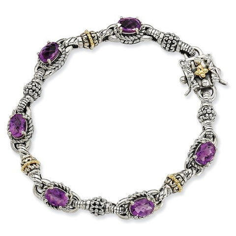 Two Tone Genuine Amethyst Bangle Bracelet - Cailin's