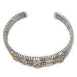 925 Sterling Silver 3CT Swiss Blue Topaz Antique Cuff Bracelet - Cailin's