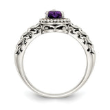925 Sterling Silver with 14KY Accent Antique Amethyst Heart Ring - Cailin's