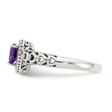 925 Sterling Silver with 14KY Accent Antique Amethyst Heart Ring - Cailin's
