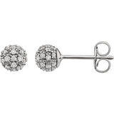 14K White Gold Gorgeous diamond Cluster Ball Earrings - Cailin's