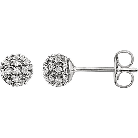 14K White Gold Gorgeous diamond Cluster Ball Earrings - Cailin's