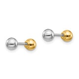 14K Reversible Two Tone Ball Screw Back Earrings - Cailin's