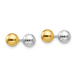 14K Reversible Two Tone Ball Screw Back Earrings - Cailin's