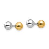 14K Reversible Two Tone Ball Screw Back Earrings - Cailin's