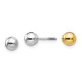 14K Reversible Two Tone Ball Screw Back Earrings - Cailin's