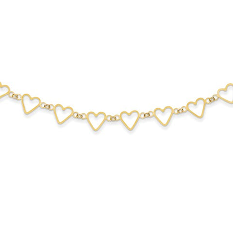14K Yellow Gold Open Hearts Necklace - Cailin's