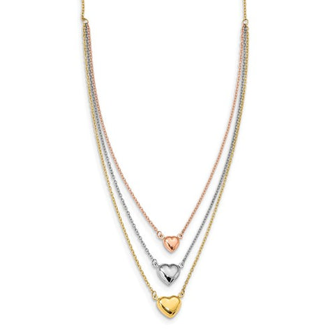 14K Gold Three Hearts of Love Layer Necklace - Cailin's
