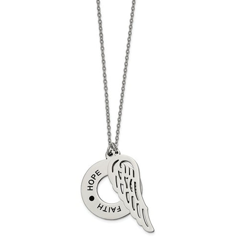 Stainless Steel Inspirational Faith Hope Believe Wing Necklace - Cailin's