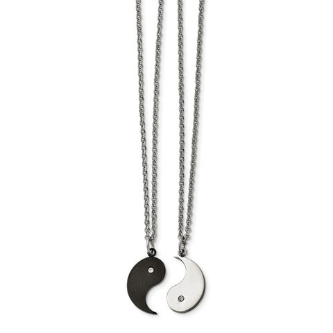 Stainless Steel Yin Yang CZ Necklace Set - Cailin's