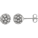 14K White Gold Gorgeous diamond Cluster Ball Earrings - Cailin's