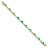 14K Yellow Gold Green Emerald Irish Infinity Bracelet