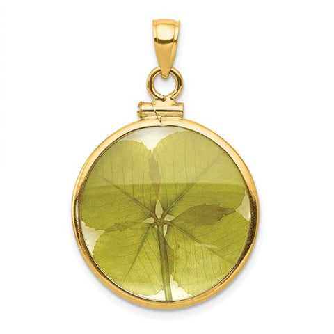 14K Yellow Gold Real Four Leaf Clover Necklace Charm - Cailin's