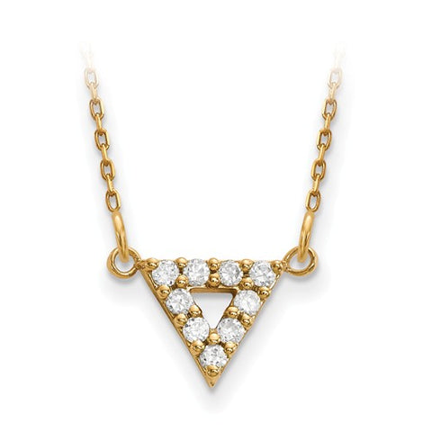 14K Yellow Gold White Diamond Open Triangle Cable Necklace - Cailin's