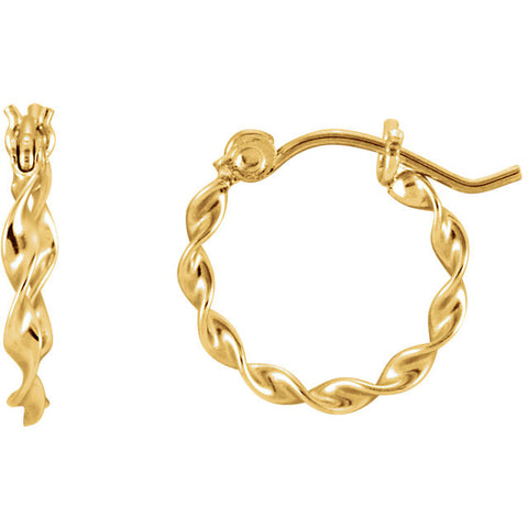 14K Yellow Gold Subtle Twist Hoop Earrings - Cailins | Fine Jewelry + Gifts
