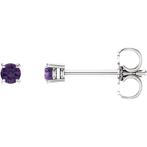 14K White Gold Genuine Amethyst Gemstone Post Earrings - Cailins | Fine Jewelry + Gifts