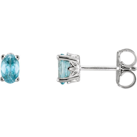 14K White Gold Oval Gemstone Post Earrings - Cailins | Fine Jewelry + Gifts