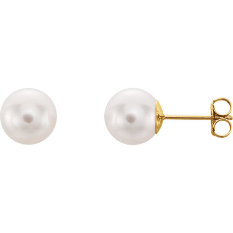 14K Gold White Akoya Pearl Post Earrings - Cailins | Fine Jewelry + Gifts