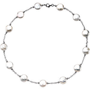 Sterling Silver Freshwater Pearl Coin Necklace - Cailin's