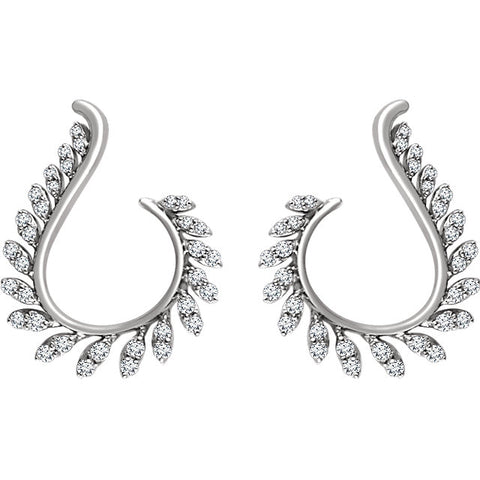 14K White Gold Half Carat diamond Lux Leaf Earrings – Cailin's Fine ...