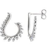 14K White Gold Half Carat diamond Lux Leaf Earrings - Cailin's