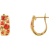 14K Yellow Gold Cabachon Mexican Fire Opal Hinge Hoop Earrings - Cailin's