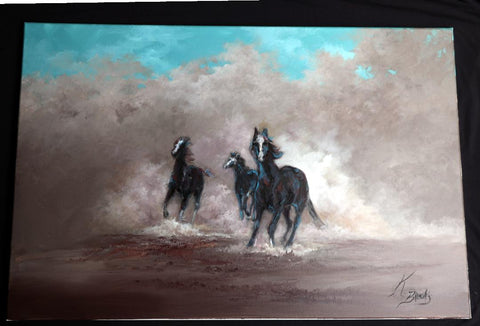 Three Horses Running Free - Cailin's