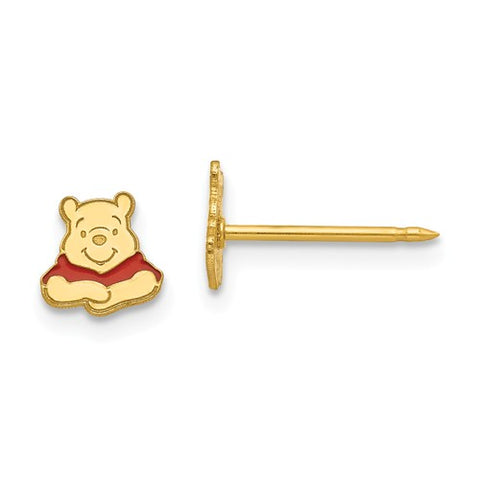14K Yellow Gold Winnie The Pooh Bear Post Disney Earrings - Cailin's