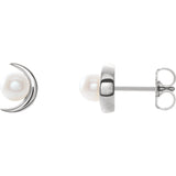 Crescent Moon Freshwater Pearl Post Earrings - Cailin's