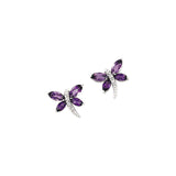 14K White Gold dragonfly Gem diamond Earrings - Cailins | Fine Jewelry + Gifts