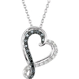 Sterling Silver Black White 1/5CT diamond 18 inch Necklace - Cailin's