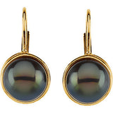 14K Gold Freshwater Black Pearl Leverback Earrings - Cailin's