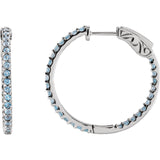 14K White Gold Gemstone Hoop Earrings - Cailins | Fine Jewelry + Gifts