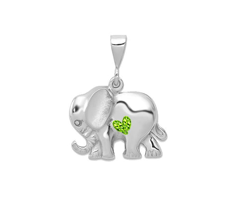 14K White Gold Elephant Necklace Charm - Cailin's