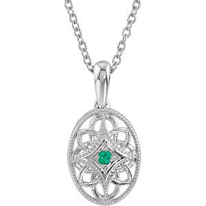Sterling Silver Filigree Gemstone Necklace - Cailin's
