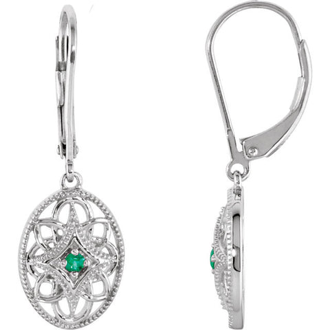 Sterling Silver Filigree Gemstone Leverback Earrings - Cailins | Fine Jewelry + Gifts