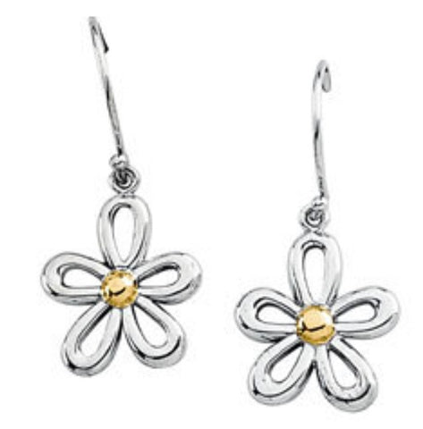 14K Gold Two Tone Flower Earrings - Cailins | Fine Jewelry + Gifts