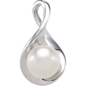 Sterling Silver Freeform Freshwater Pearl Necklace Charm - Cailin's